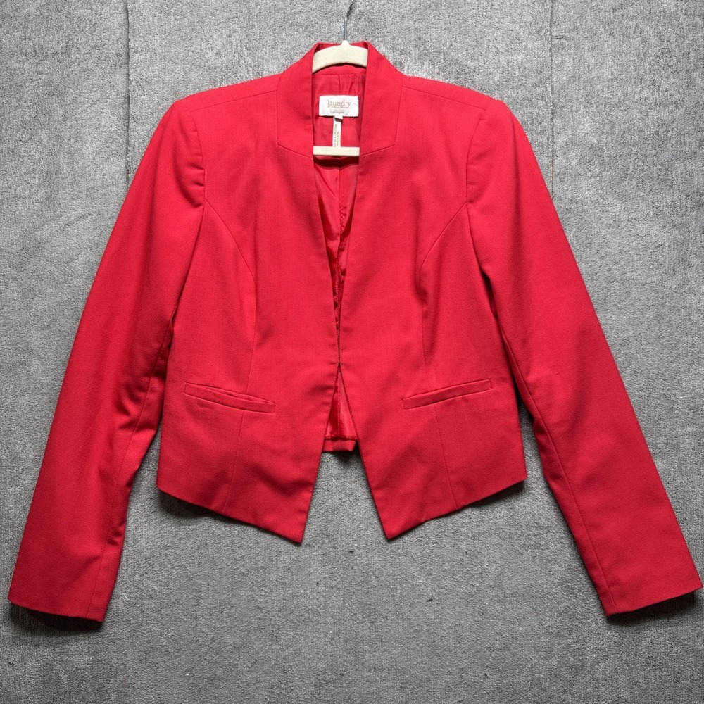 Laundry Shelli Segal Blazer Womens 8 Red Jacket Stretch Office Interview Church